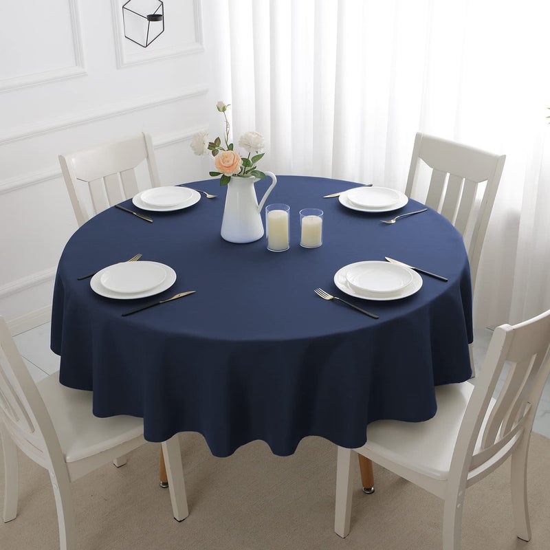 Romanstile Round Waterproof Tablecloth, Stain Resistant Washable Table Cloths Wrinkle Free Polyester Table Covers for Kitchen Dining Party Wedding Indoor and Outdoor - Navy Blue, 70 Inch - Image 2